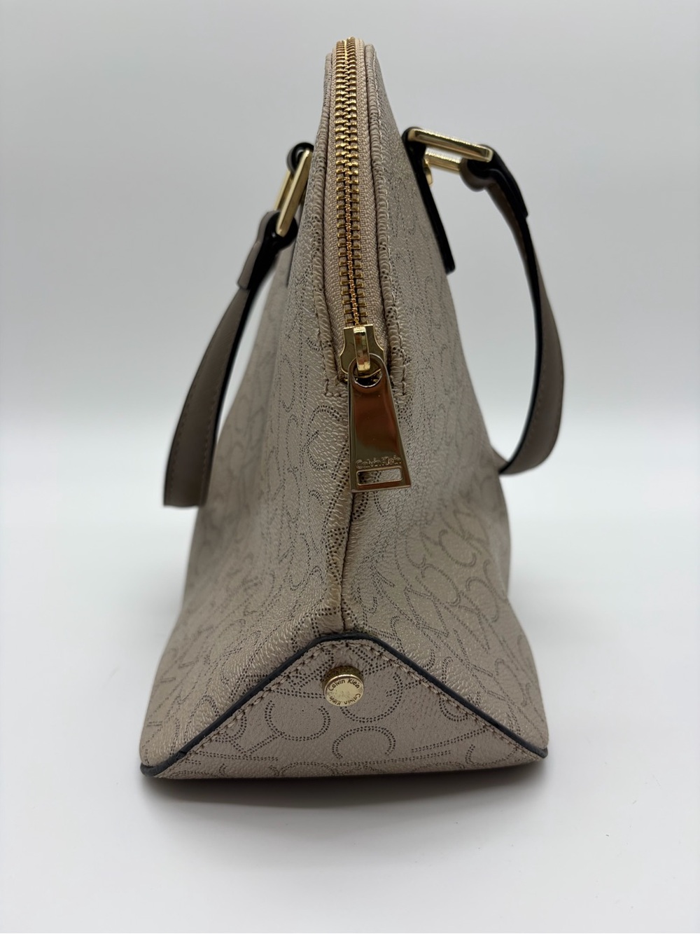 Calvin Klein Brown Monogram Dome Satchel with Gold Hardware - Picture 7 of 11